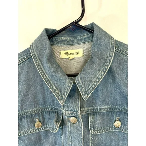 Madewell Women's Collared Denim Vest Light Wash Size Small With Pockets - Picture 3 of 12
